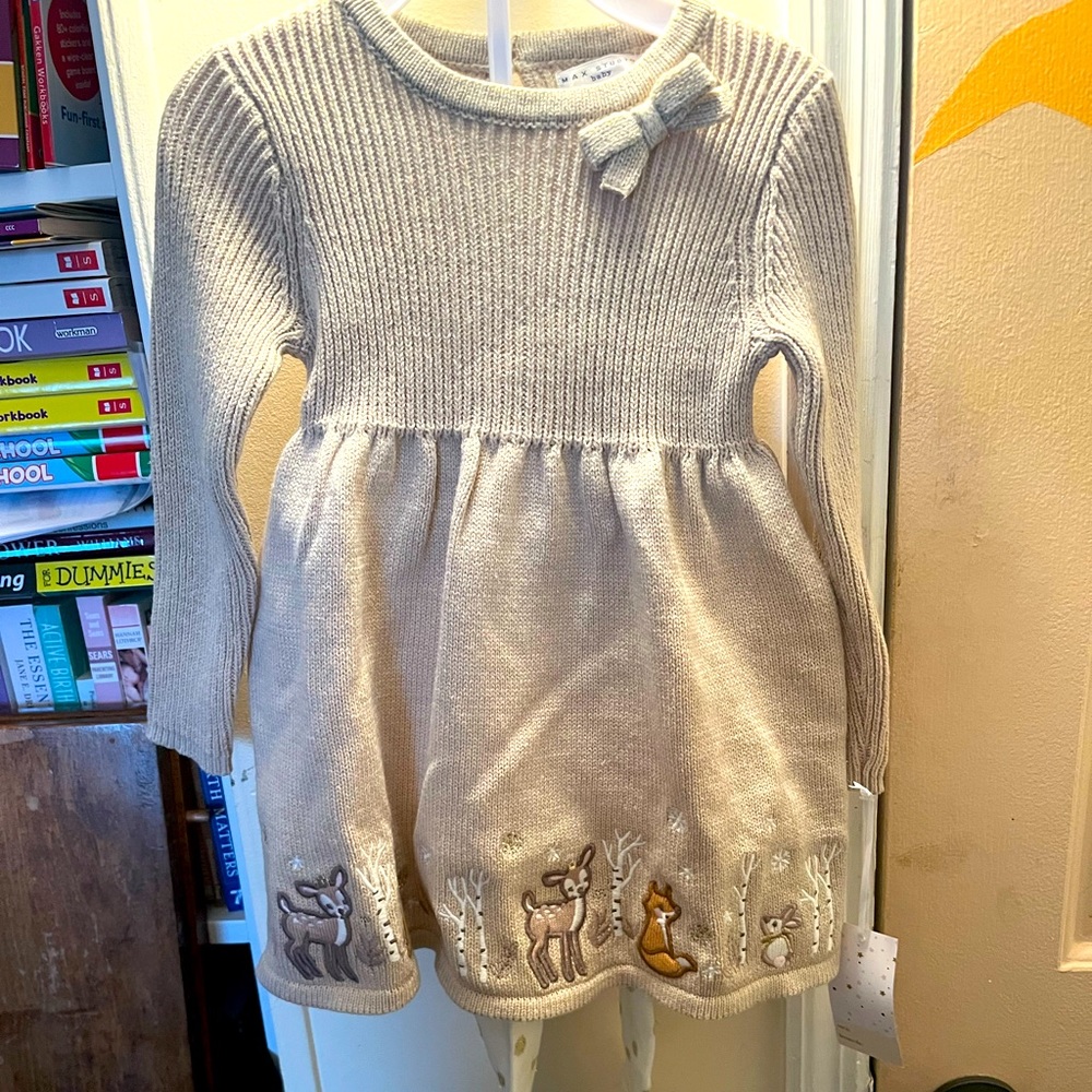 Cute forest friends dress and tights for fall/winter NWT